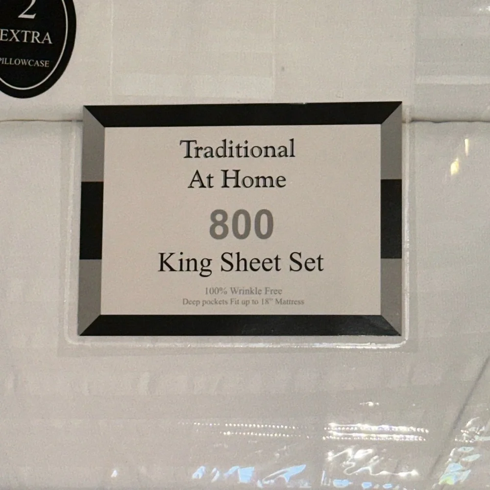 Transitional at Home King 6pc Sheet Set Embossed Stripes White as Snow